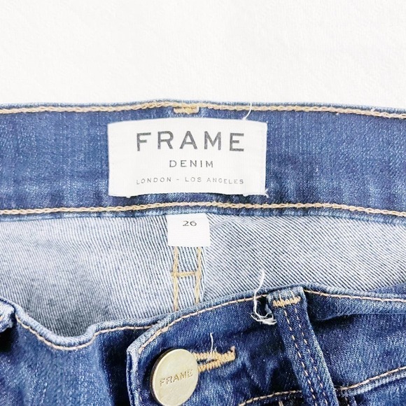 Frame Le skinny de Jeanne Crop Med Wash Jeans SZ26 (Dark Wash) - Picture 3 of 9